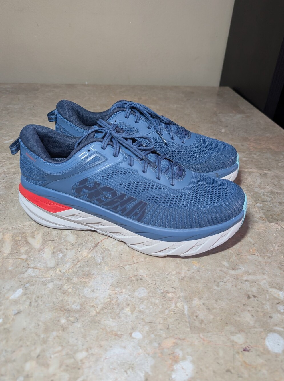 Hoka One One Bombi 7 Grey Teal Teal Running Cushioned Shoes Men's Size 10 No Box